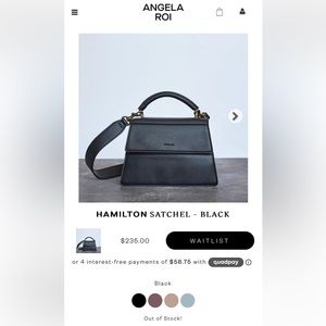 Angela Roi black Hamilton satchel